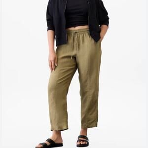 Athleta 2025 1X Retreat High Rise Linen Ankle Pant Green 658556